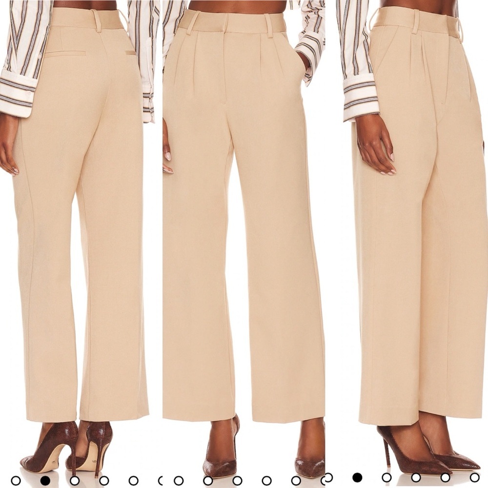 NWT Favorite Daughter The Shortie Favorite Pant Beige Size 6 Wide Leg High Waist